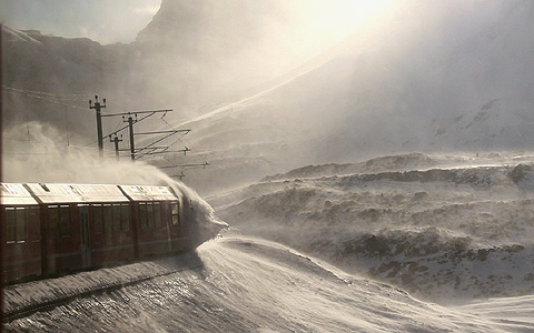 RHTISCHE BAHN - BERNINA LINIE -  STAZIUN OSPIZIO BERNINA